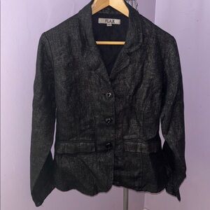 FLAX  Linen Black Blazer Womens
